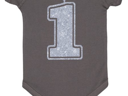 1 Silver First Birthday Bodysuit Hot on Sale