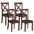 Set of 2 Wooden Kitchen Dining Chair with Padded Seat and Rubber Wood Legs-Black Cheap