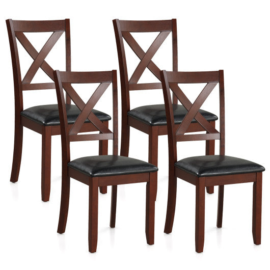 Set of 2 Wooden Kitchen Dining Chair with Padded Seat and Rubber Wood Legs-Black Cheap