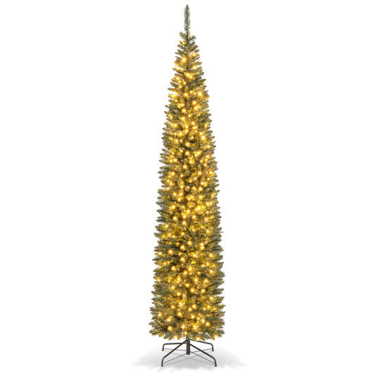 5 6 7 8 9 Feet Pre-lit Pencil Artificial Christmas Tree with 150 180 200  300 400 Warm White LED Lights-9 ft Discount