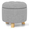 Upholstered Round Ottoman with Solid Rubber Feet-Gray on Sale