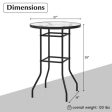 38 Inch Patio Bar Table with Tempered Glass Tabletop Sale