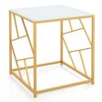 Square End Table with Tempered Glass Tabletop and Gold Finish Geometric Frame-Golden Online Hot Sale