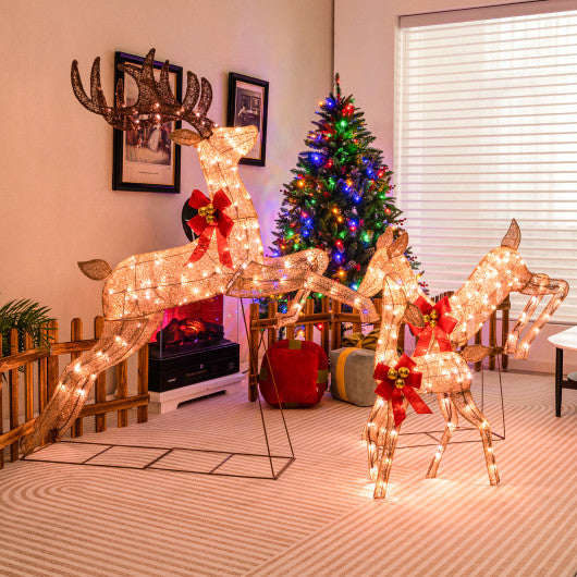 3 Pieces Lighted Christmas Reindeer Family Set with 255 Lights Fashion