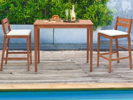 48 Inch x 24 Inch Rectangular Outdoor Eucalyptus Wood Bar Table for 4 People For Sale