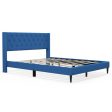 Queen Size Upholstered Platform Bed with Button Tufted Wingback Headboard-Blue Online now