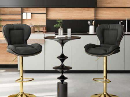 Set of 2 Swivel Bar Stools PU Leather Bar Chairs with Footrest and Curved Backrest-Gray on Sale