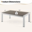 Modern Rectangular Patio Coffee Table with Plastic Wood Tabletop and Rustproof Aluminum Frame-Gray Online Sale