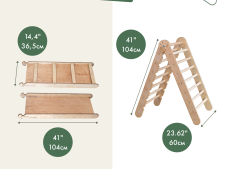 2in1 Montessori Climbing Set: Triangle Ladder + Slide Board Ramp – Beige Sale