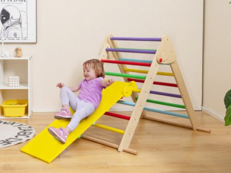 Kids Climbing Triangle Set with Adjustable and Reversible Ramp-Multicolor Cheap