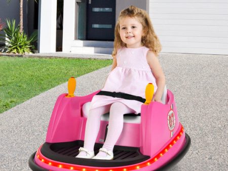 12V Electric Kids Ride On Bumper Car with Flashing Lights for Toddlers-Pink Online Sale