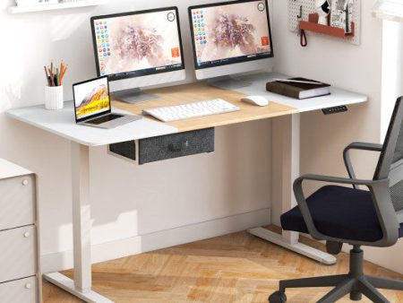 Height Adjustable Electric Standing Desk with USB Charging Port-Natural Online now