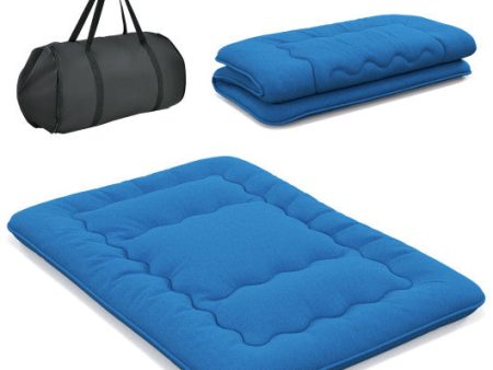 Foldable Futon Mattress with Washable Cover and Carry Bag for Camping Blue-Full Size For Discount