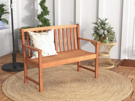 2-Seat Patio Wood Bench with Cozy Armrests and Backrest Fashion