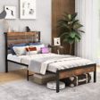 Full Queen Size Bed Frame with Charging Station and Storage Headboard-Twin Size Online now