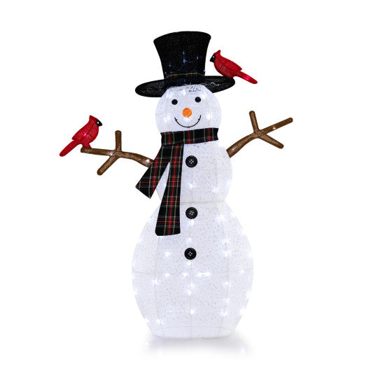 4.2 Feet Lighted Snowman and Redbirds Christmas Decoration Cheap