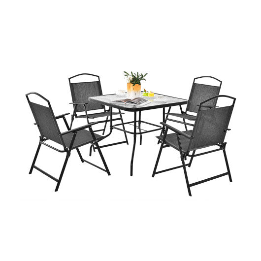 Patio Dining Set for 4 with Umbrella Hole-Gray For Sale