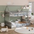 Twin Over Full House Bunk Bed with Ladder and Guardrails-Gray Fashion