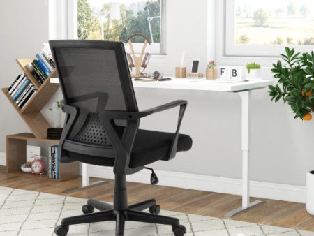 Ergonomic Desk Chair with Lumbar Support and Rocking Function-Black For Sale