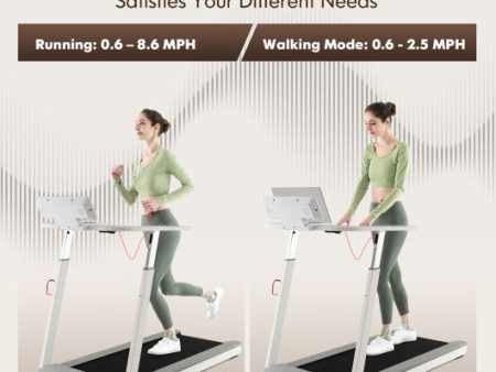 3HP Folding Treadmill with Adjustable Height and APP Control-Silver Discount