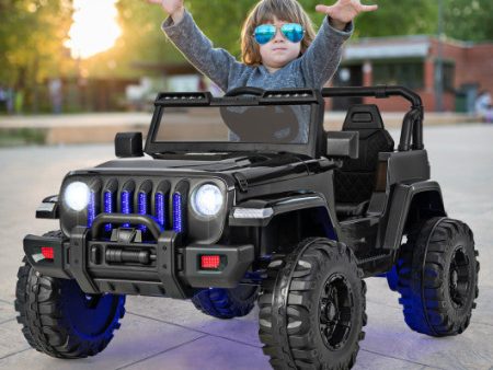 12V Kids Ride-on Jeep Car with 2.4 G Remote Control-Solid Black Fashion