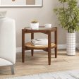 Rattan Round Side End Table with Tempered Glass Tabletop on Sale