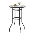 38 Inch Patio Bar Table with Tempered Glass Tabletop Sale