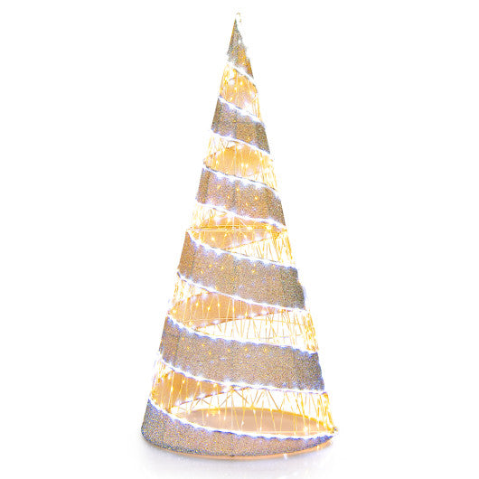 5 Feet Pre-lit Christmas Cone Tree with 300 Warm White and 250 Cold White LED Lights Online Hot Sale