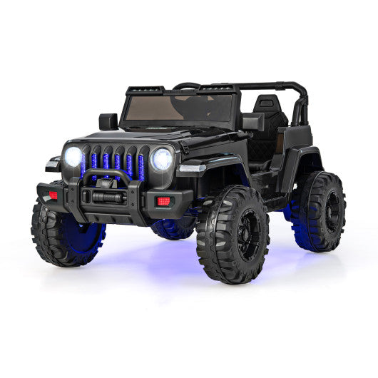 12V Kids Ride-on Jeep Car with 2.4 G Remote Control-Solid Black Fashion