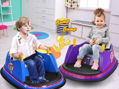 12V Electric Kids Ride On Bumper Car with Flashing Lights for Toddlers-Purple Fashion