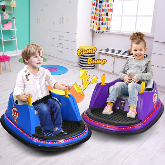 12V Electric Kids Ride On Bumper Car with Flashing Lights for Toddlers-Purple Fashion