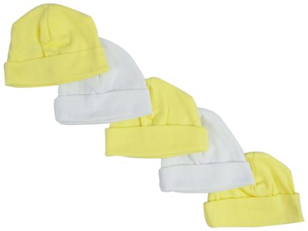 Yellow & White Baby Caps (Pack of 5) For Sale