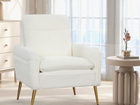 Upholstered Sherpa Modern Accent Armchair for Living Room-White Online now