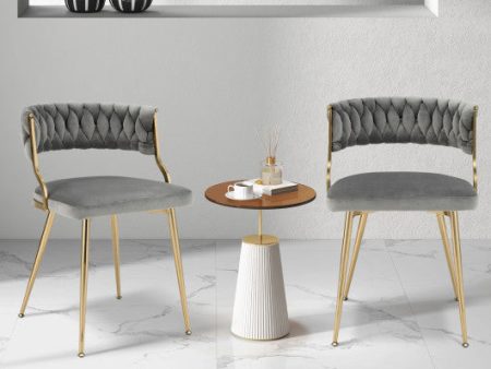 Upholstered Dining Chairs with Golden Metal Legs for Living Room-Gray Hot on Sale