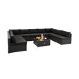 10 Piece Outdoor Wicker Conversation Set with Seat and Back Cushions-Black Online Sale