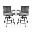 360 Degree Swivel Bar Stool Set of 2 with Metal Frame and PE Rattan Backrest-Black Discount