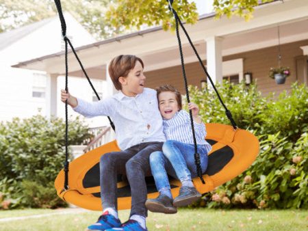 40 Inches Saucer Tree Swing Round with Adjustable Ropes and Carabiners-Yellow on Sale