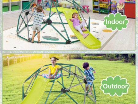 Kids Climbing Dome with Slide and Fabric Cushion for Garden Yard-Green Online now