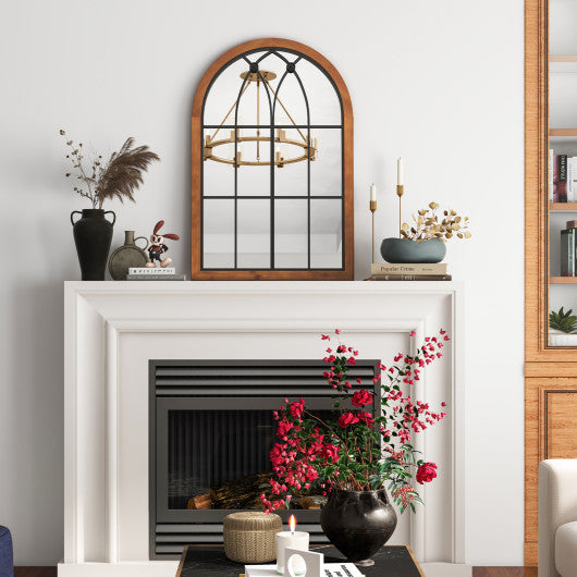 Arched Window Finished Mirror with Back Board-Natural Online Hot Sale