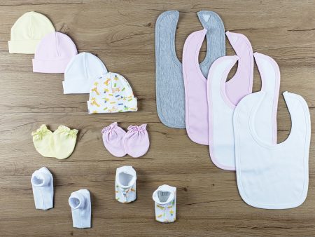 13 pc Set of Bibs, Caps, Booties Supply