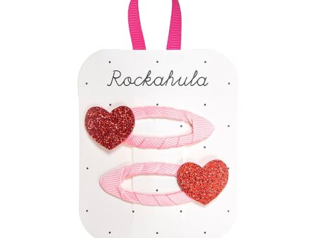 Rockahula Hair Clips Set Love Heart Glitter Cheap