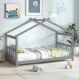 Twin Size Wooden House Bed with Roof-Gray Online