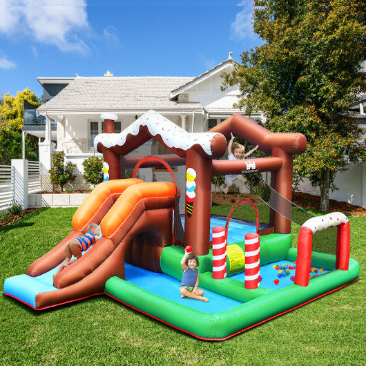 Kids Inflatable Bounce House Jumping Castle Slide Climber Bouncer with 550W Blower For Sale