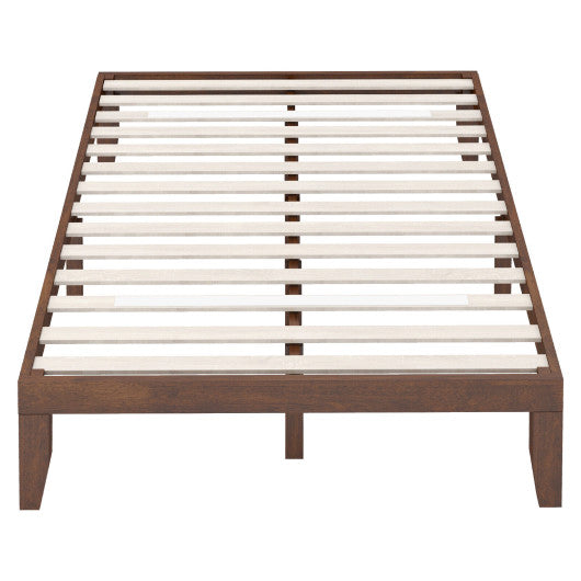 14 Inch Full Size Wood Platform Bed Frame with Wood Slat Support-Coffee Hot on Sale