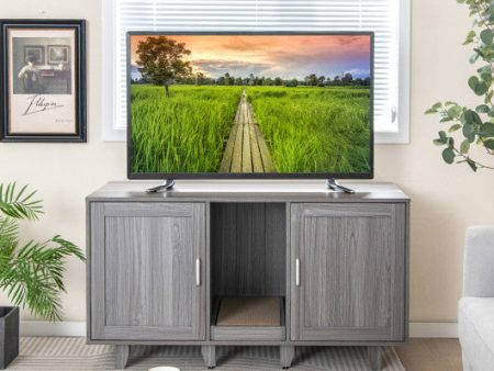 2-Door Cat Litter Box Enclosure with Winding Entry and Scratching Board-Oak Sale