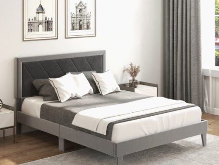 Twin Full Queen Platform Bed with High Headboard and Wooden Slats-Queen Size Hot on Sale