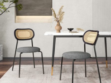 Set of 2 Rattan Dining Chair with Metal Legs-Gray Online Sale