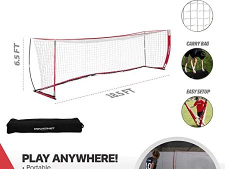 PowerNet Soccer Goal 18.5ft x 6.5ft Portable Bow Style Net + 1 Wheeled Carry Bag For Cheap