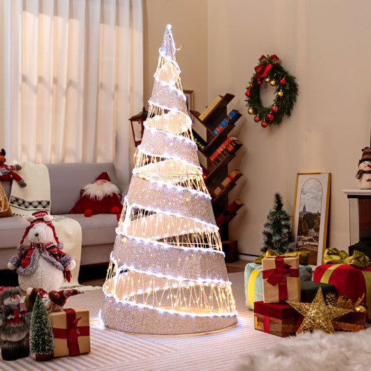 5 Feet Pre-lit Christmas Cone Tree with 300 Warm White and 250 Cold White LED Lights Online Hot Sale