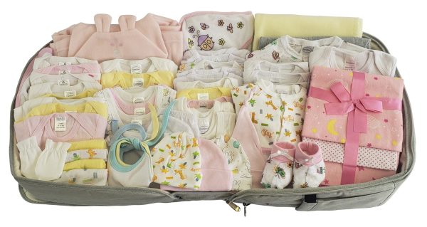 Girls 62 pc Baby Clothing Starter Set with Diaper Bag Fashion